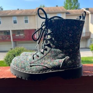 Sincerely Jules Black Floral Combat Boots